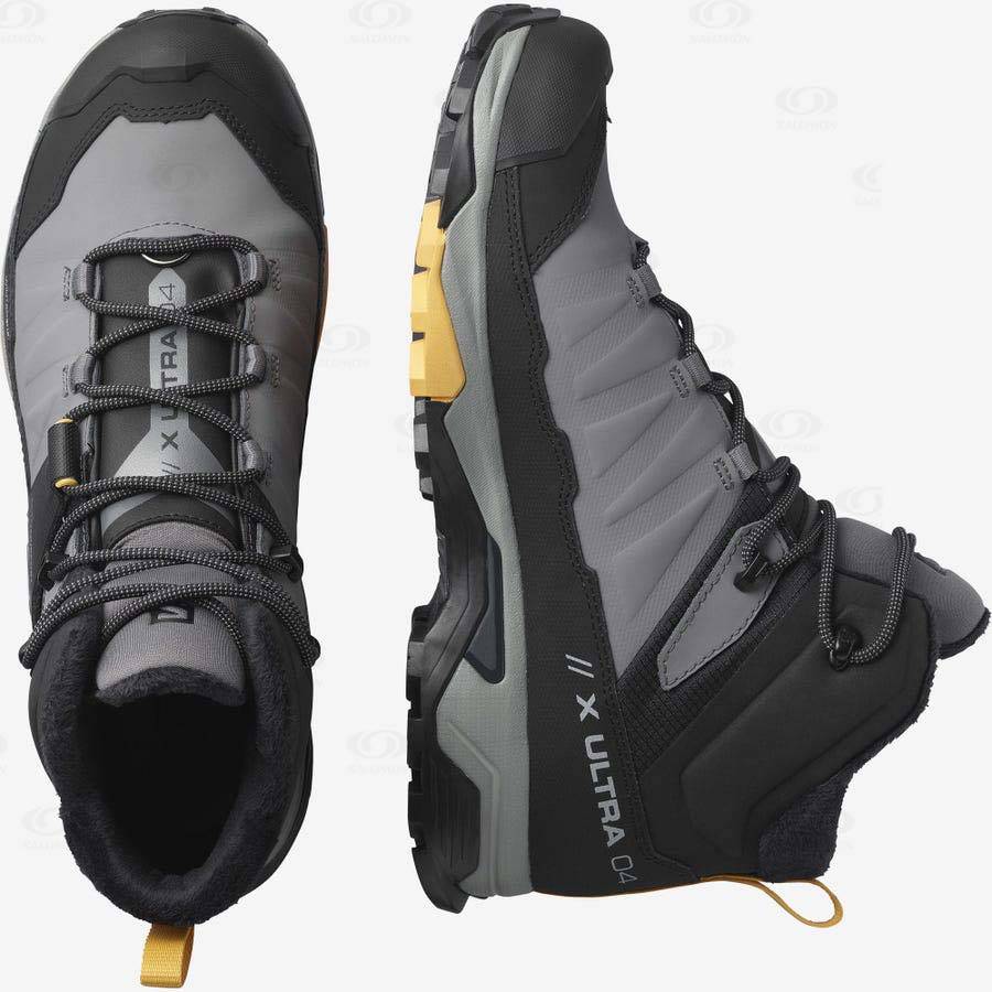 Botas Impermeables Salomon X ULTRA 4 MID WINTER THINSULATE™ CLIMASALOMON™ Hombre Negros Grises | MX-L1340