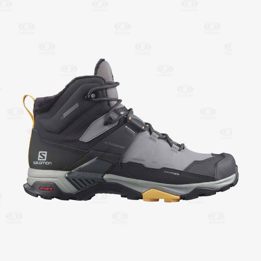 Botas Impermeables Salomon X ULTRA 4 MID WINTER THINSULATE™ CLIMASALOMON™ Hombre Negros Grises | MX-L1340