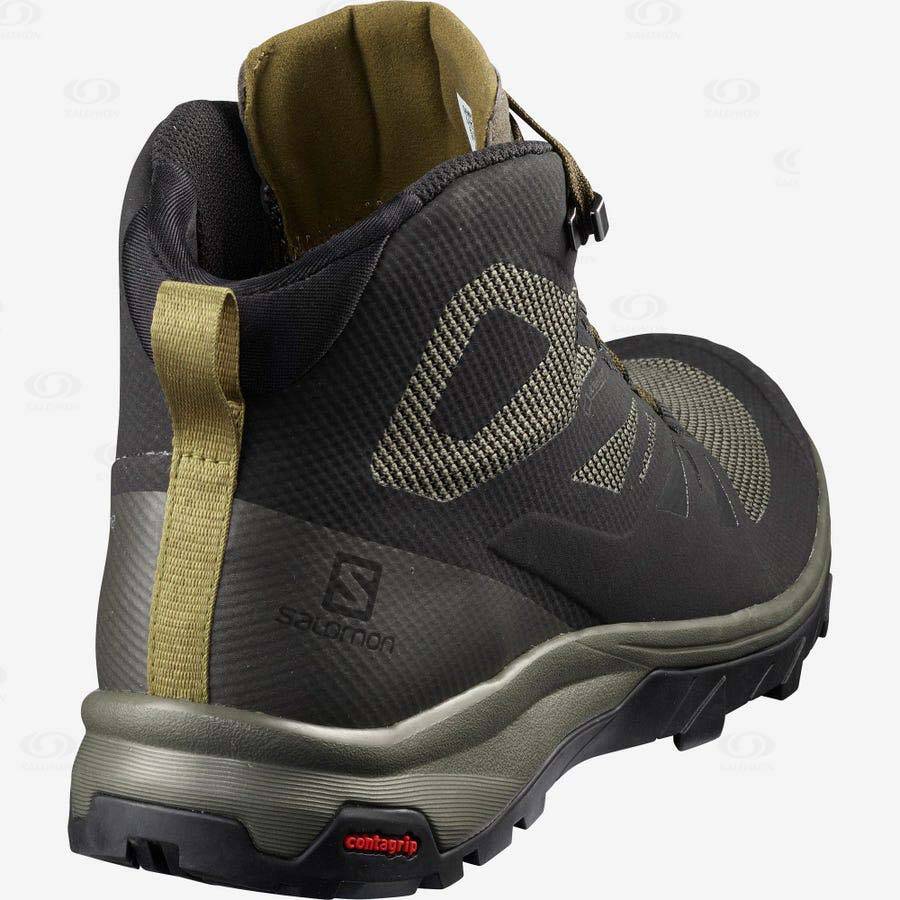 Botas Montaña Salomon OUTLINE MID GORE-TEX Hombre Verde Oliva Negros | MX-M1328