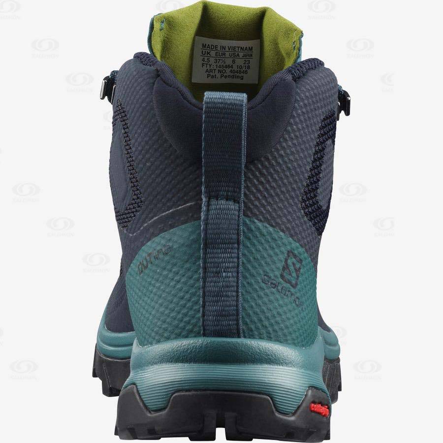 Botas Montaña Salomon OUTLINE MID GORE-TEX Mujer Negros Verdes | MX-O2545