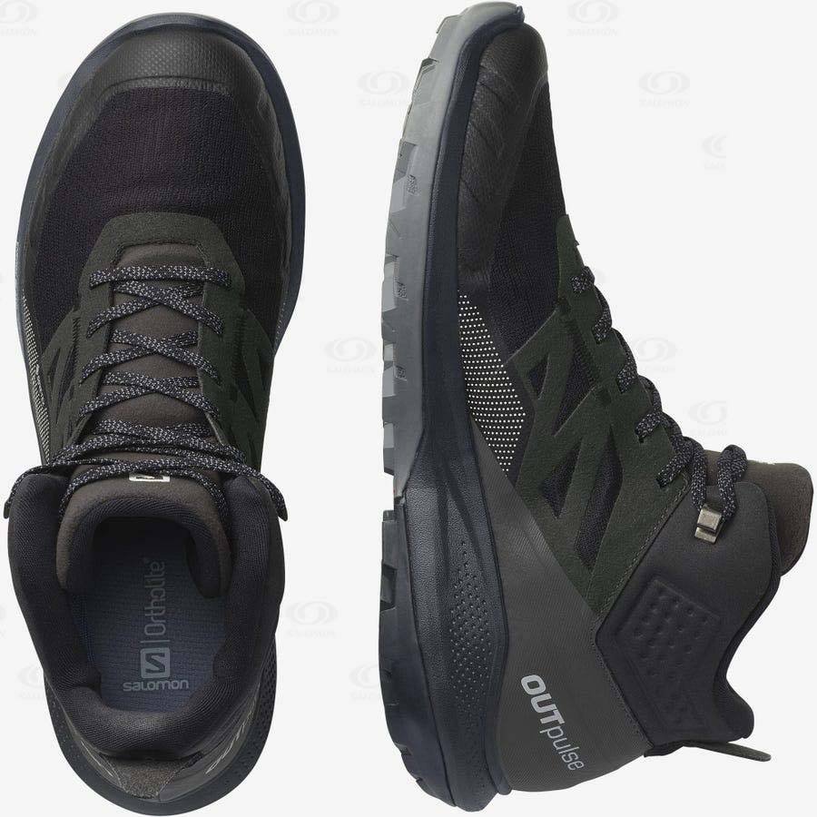 Botas Montaña Salomon OUTPULSE MID GORE-TEX Hombre Negros | MX-L1851