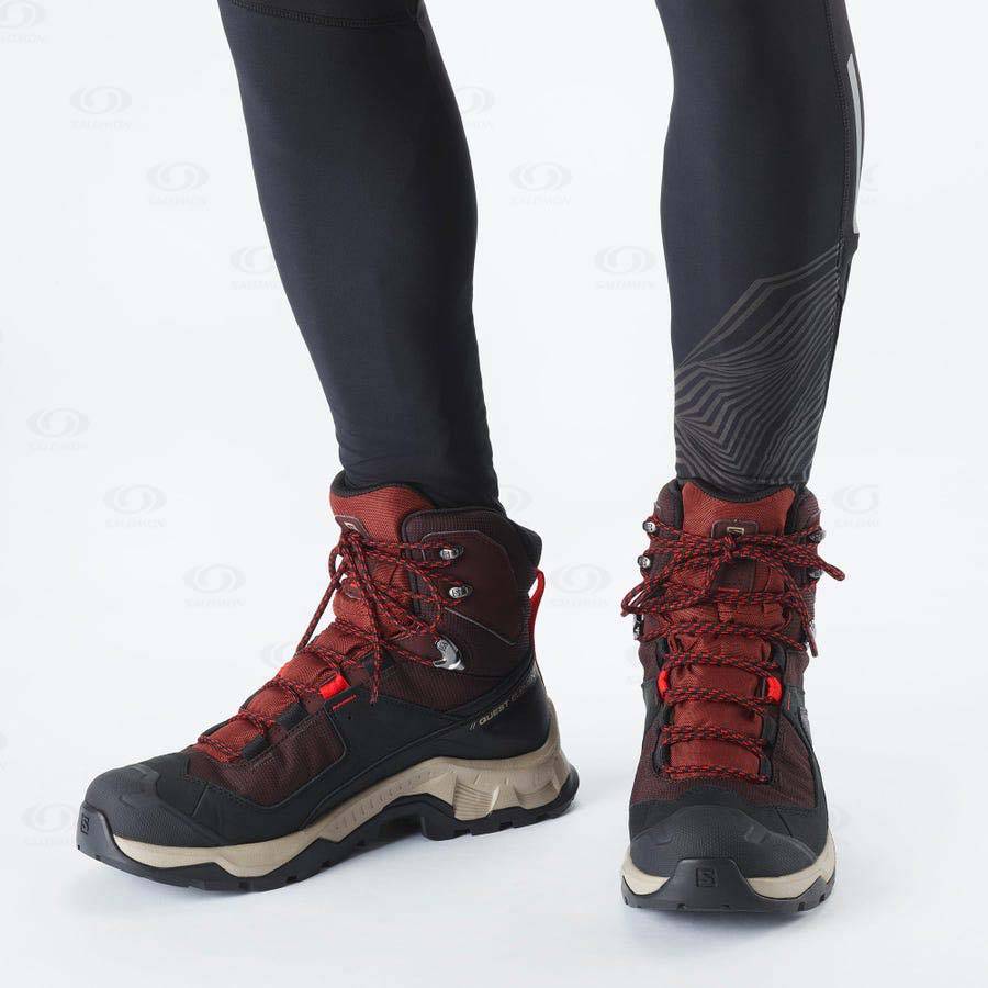 Botas Montaña Salomon QUEST ELEMENT GORE-TEX Hombre Grises Rojos | MX-L1872