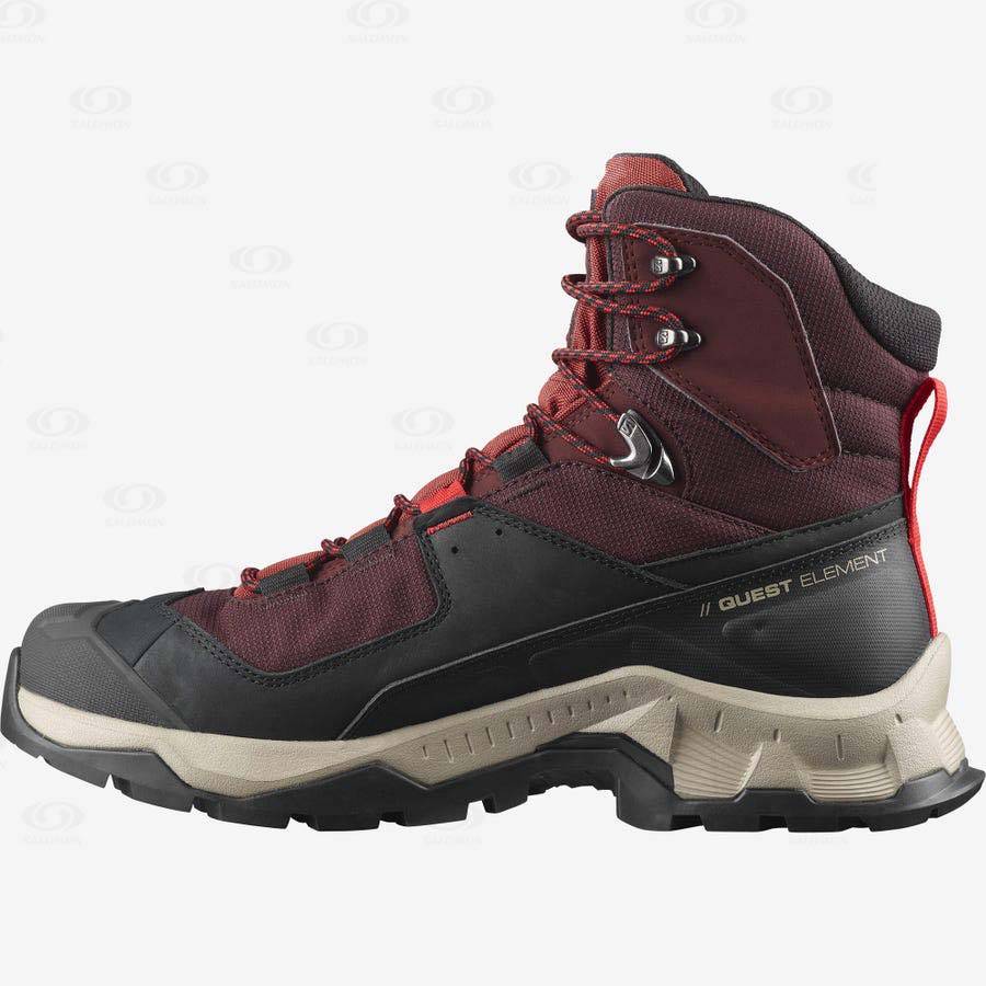 Botas Montaña Salomon QUEST ELEMENT GORE-TEX Hombre Grises Rojos | MX-L1872