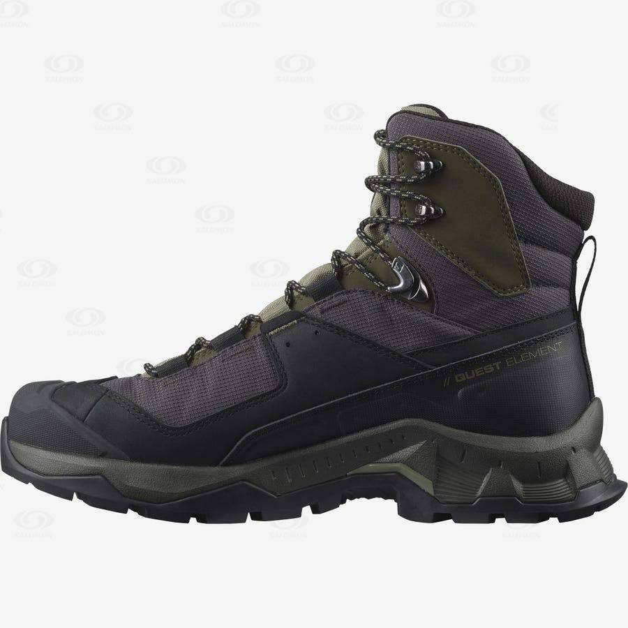 Botas Montaña Salomon QUEST ELEMENT GORE-TEX Hombre Negros Verde Oliva | MX-N2114