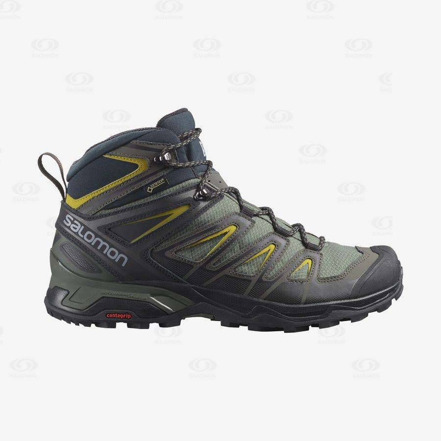 Botas Montaña Salomon X ULTRA 3 MID GORE-TEX Hombre Verde Oliva | MX-M2210