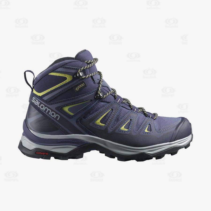 Botas Montaña Salomon X ULTRA 3 WIDE MID GORE-TEX Mujer Azules | MX-A1612