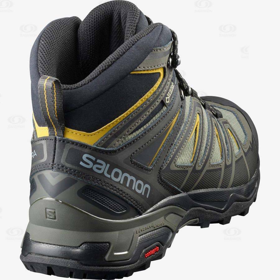 Botas Montaña Salomon X ULTRA 3 WIDE MID GORE-TEX Hombre Grises Negros Verdes | MX-W1540