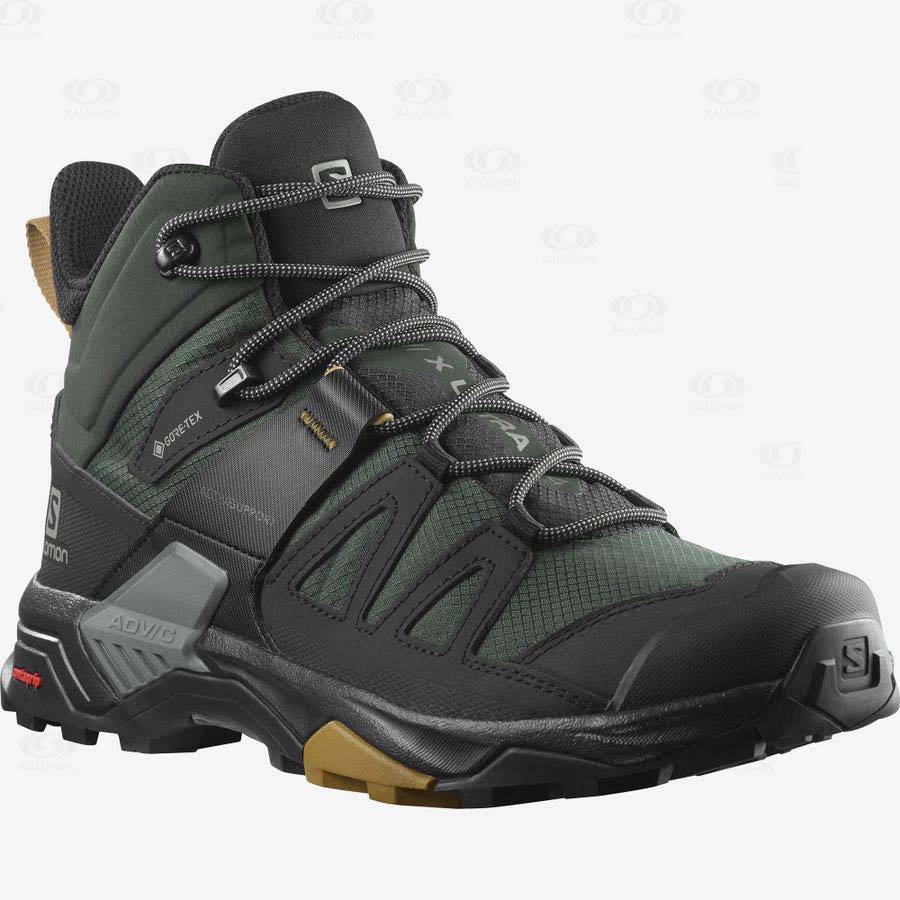 Botas Montaña Salomon X ULTRA 4 MID GORE-TEX Hombre Verdes Negros | MX-O1152