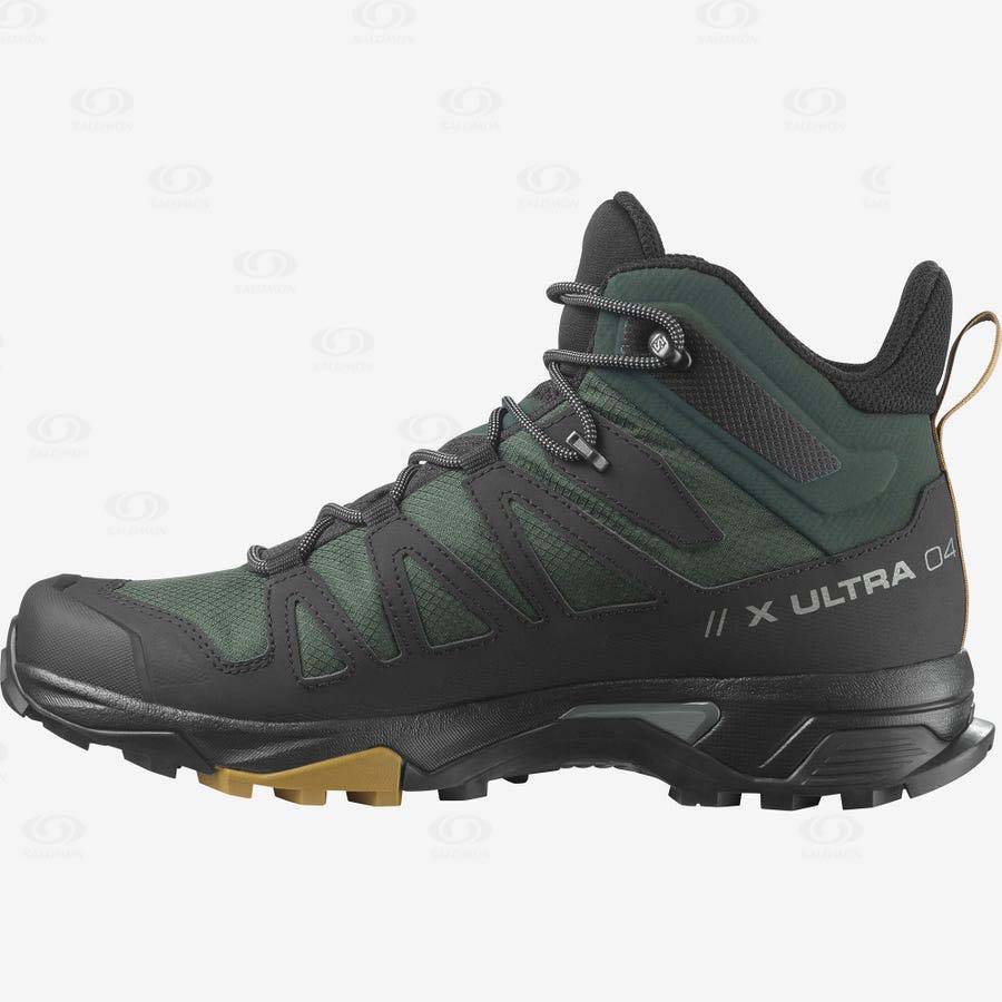 Botas Montaña Salomon X ULTRA 4 MID GORE-TEX Hombre Verdes Negros | MX-O1152