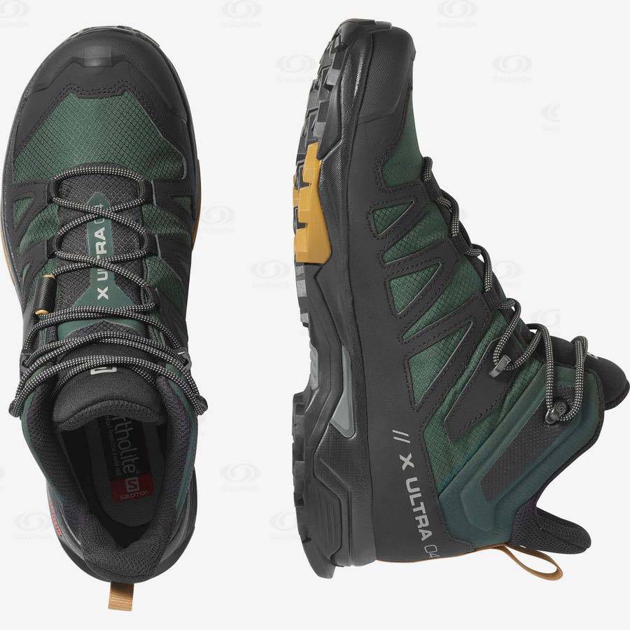 Botas Montaña Salomon X ULTRA 4 MID GORE-TEX Hombre Verdes Negros | MX-O1152