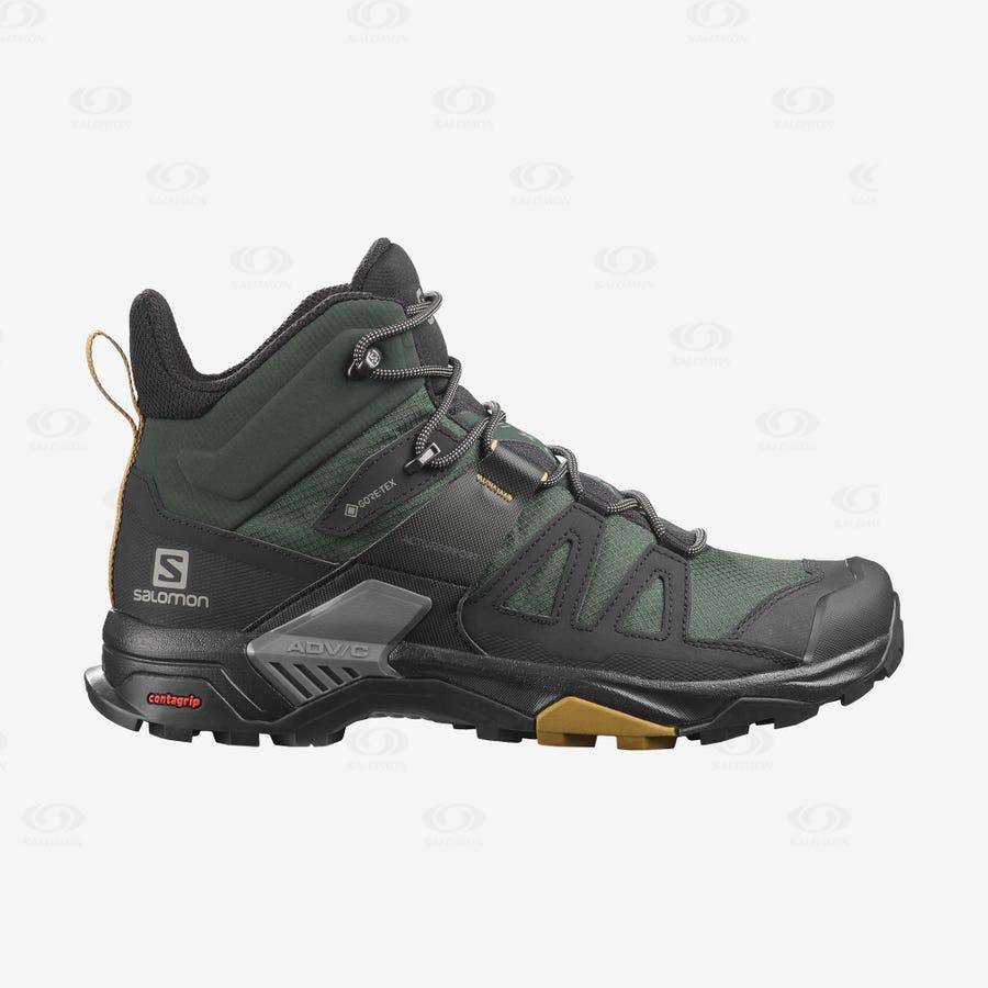 Botas Montaña Salomon X ULTRA 4 MID GORE-TEX Hombre Verdes Negros | MX-O1152