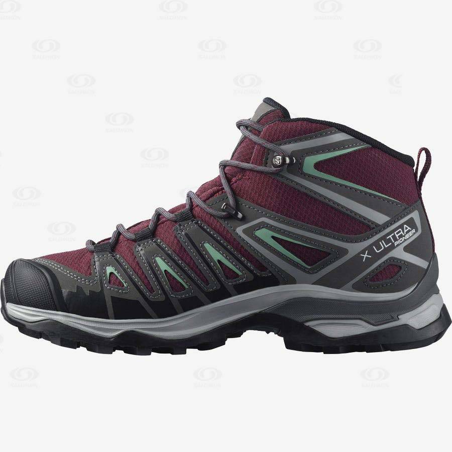 Botas Montaña Salomon X ULTRA PIONEER MID CLIMASALOMON™ WATERPROOF Mujer Rojos | MX-L1991