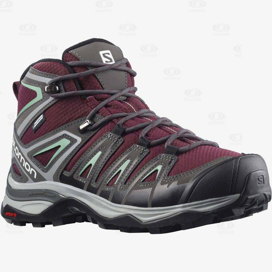 Botas Montaña Salomon X ULTRA PIONEER MID CLIMASALOMON™ WATERPROOF Mujer Rojos | MX-L1991