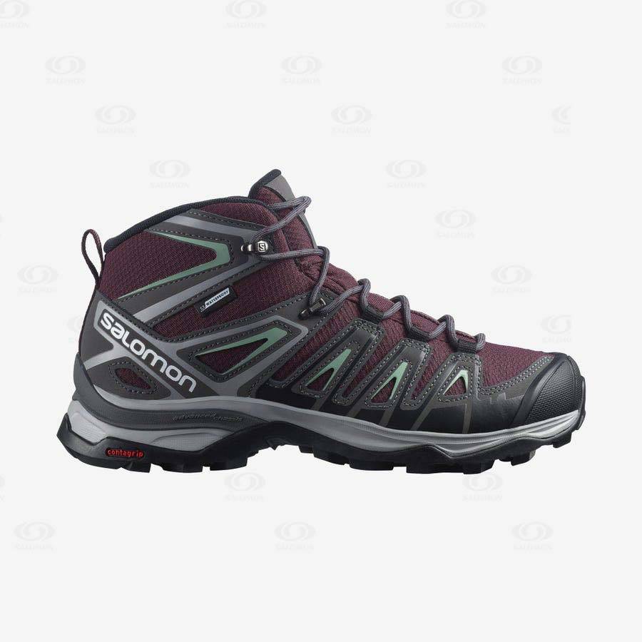 Botas Montaña Salomon X ULTRA PIONEER MID CLIMASALOMON™ WATERPROOF Mujer Rojos | MX-L1991