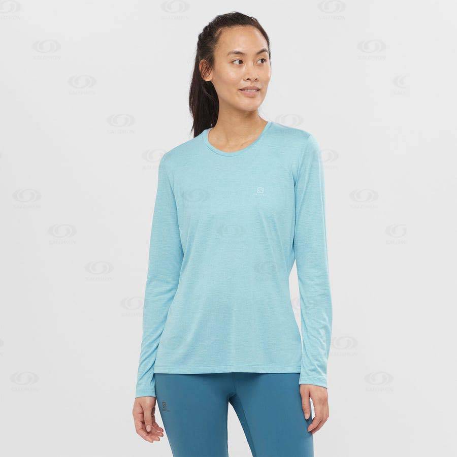 Camiseta Salomon AGILE Mujer Azules | MX-M1909