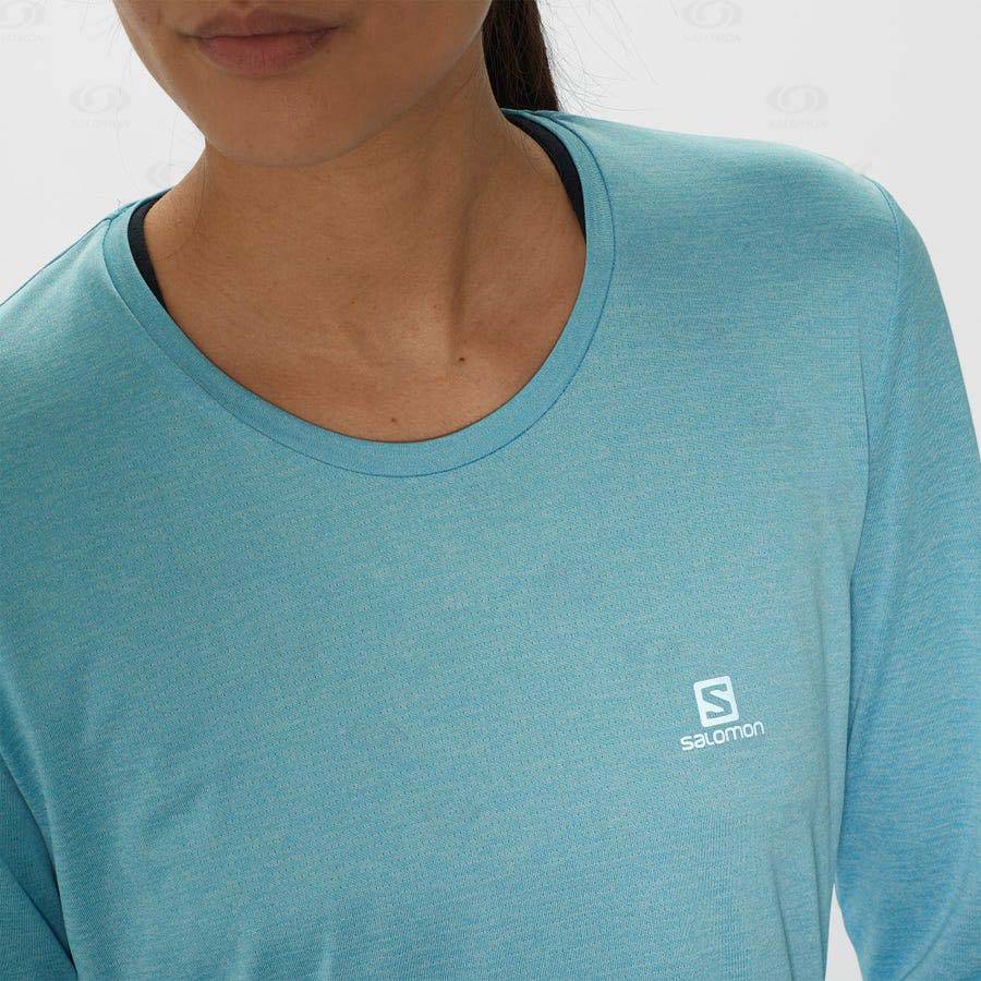 Camiseta Salomon AGILE Mujer Azules | MX-M1909