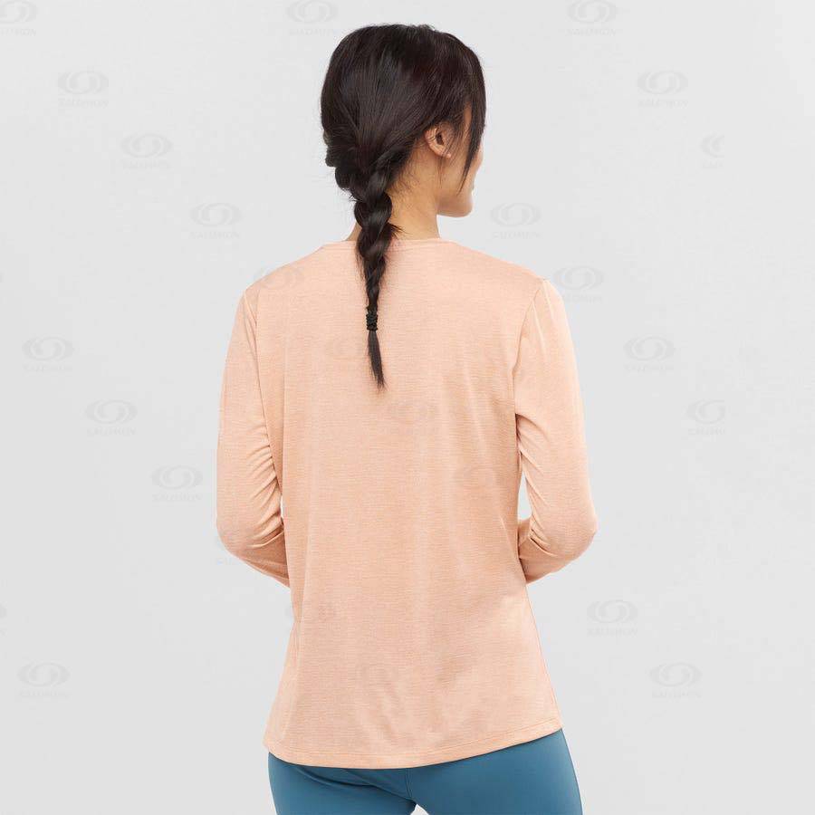 Camiseta Salomon AGILE Mujer Beige | MX-M2581