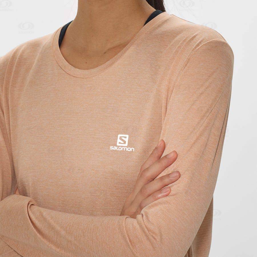 Camiseta Salomon AGILE Mujer Beige | MX-M2581