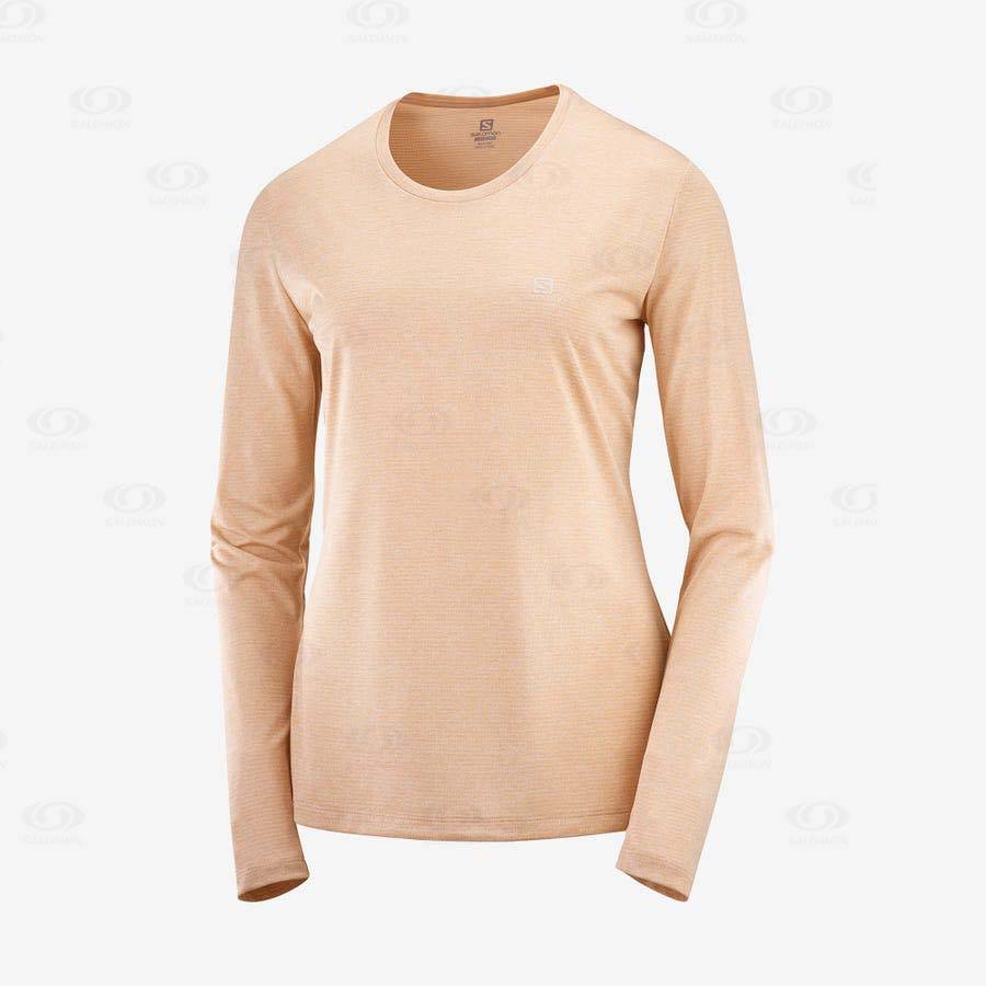 Camiseta Salomon AGILE Mujer Beige | MX-M2581