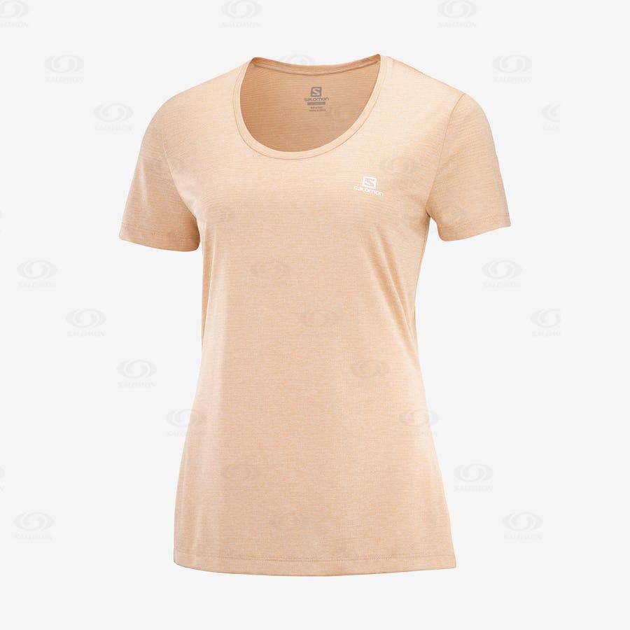 Camiseta Salomon AGILE Mujer Beige | MX-N2016