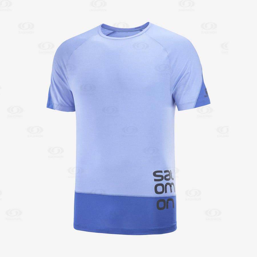 Camiseta Salomon CROSS RUN GRAPHIC Hombre Azules | MX-A2417