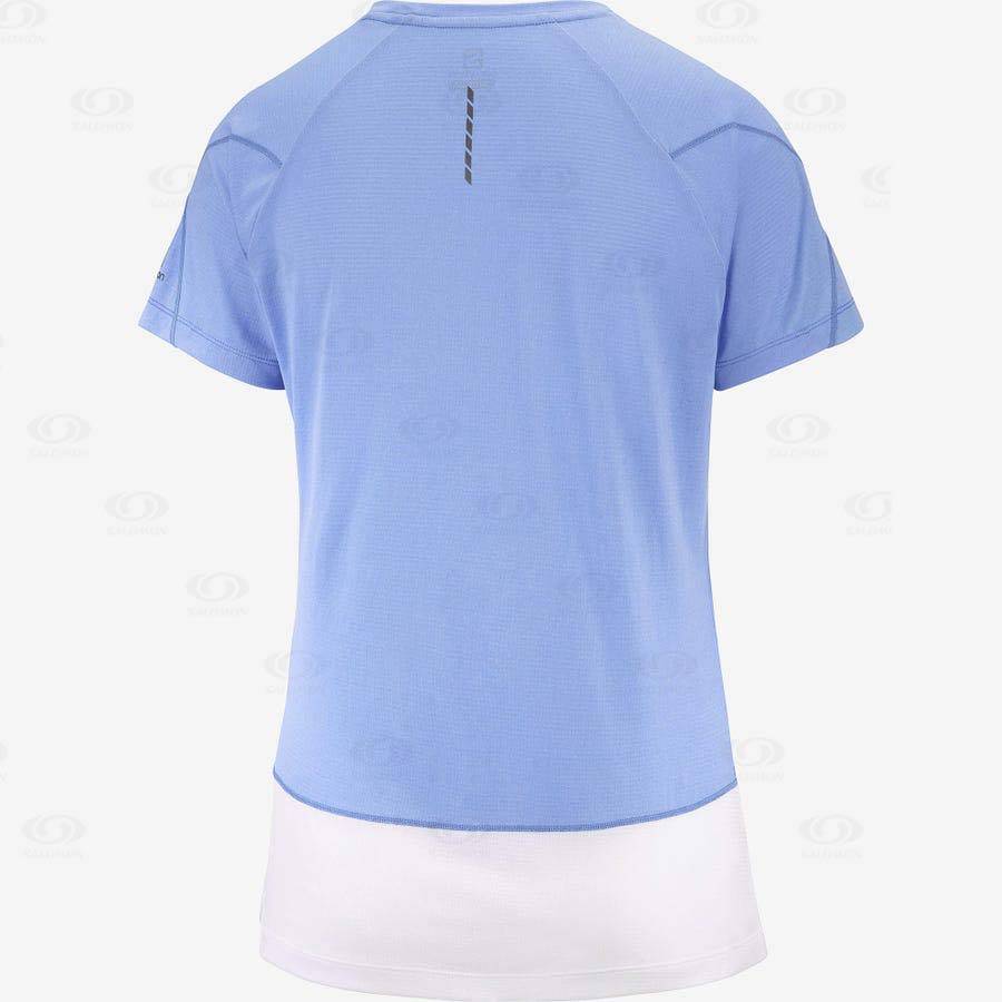 Camiseta Salomon CROSS RUN GRAPHIC Mujer Blancos Azules | MX-N2149