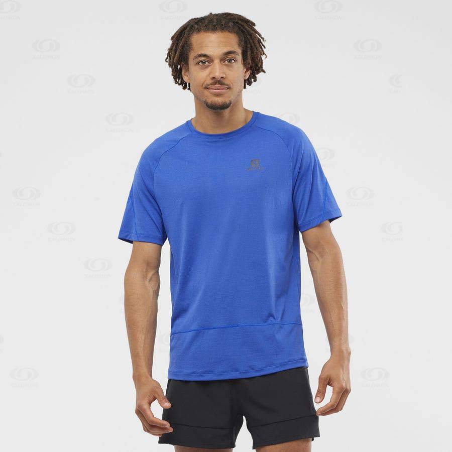 Camiseta Salomon CROSS RUN Hombre Azules | MX-N1414