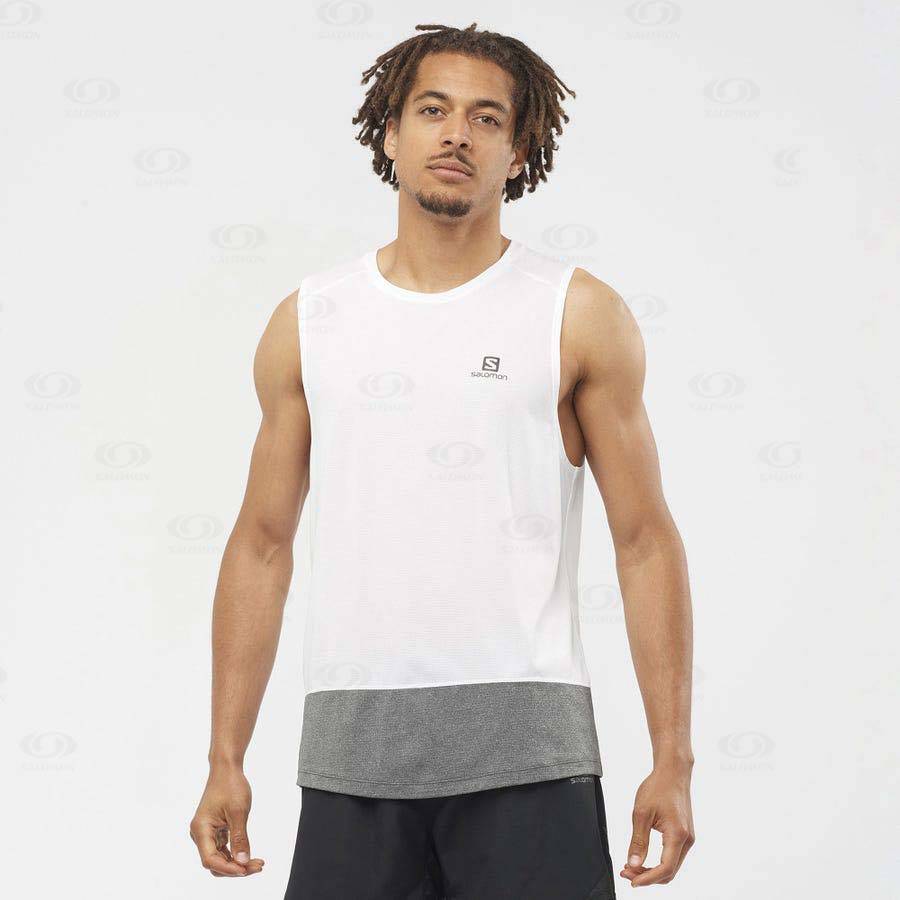 Camiseta Salomon CROSS RUN Hombre Blancos | MX-S2409