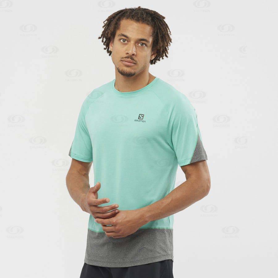 Camiseta Salomon CROSS RUN Hombre Verde Menta | MX-O2048