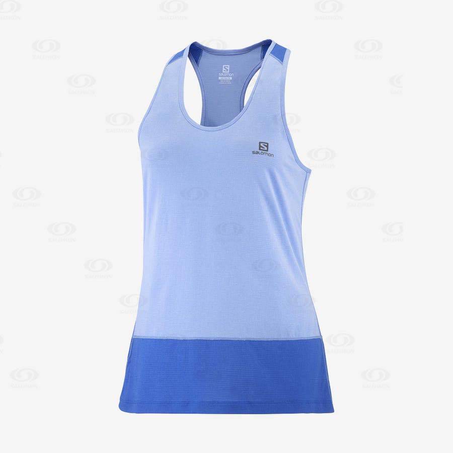 Camiseta Salomon CROSS RUN Mujer Azules | MX-M2350