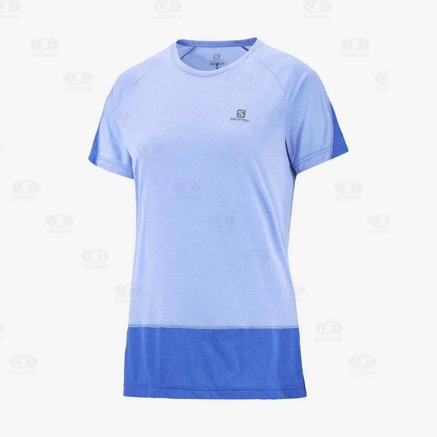 Camiseta Salomon CROSS RUN Mujer Azules | MX-W2970