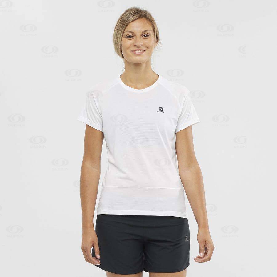 Camiseta Salomon CROSS RUN Mujer Blancos | MX-A2151