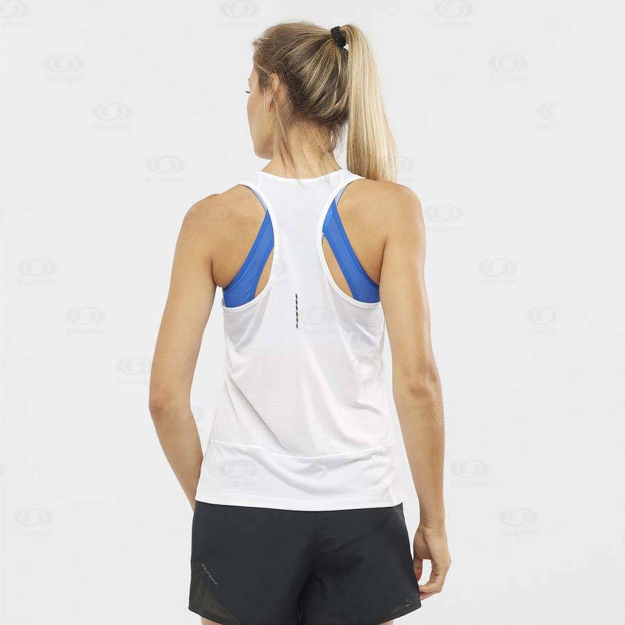 Camiseta Salomon CROSS RUN Mujer Blancos | MX-S1709