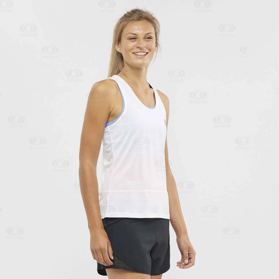 Camiseta Salomon CROSS RUN Mujer Blancos | MX-S1709