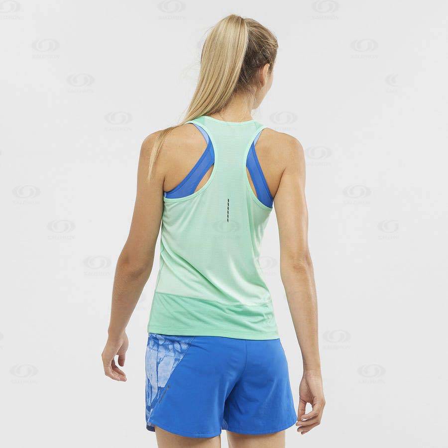 Camiseta Salomon CROSS RUN Mujer Verde Menta | MX-S1226