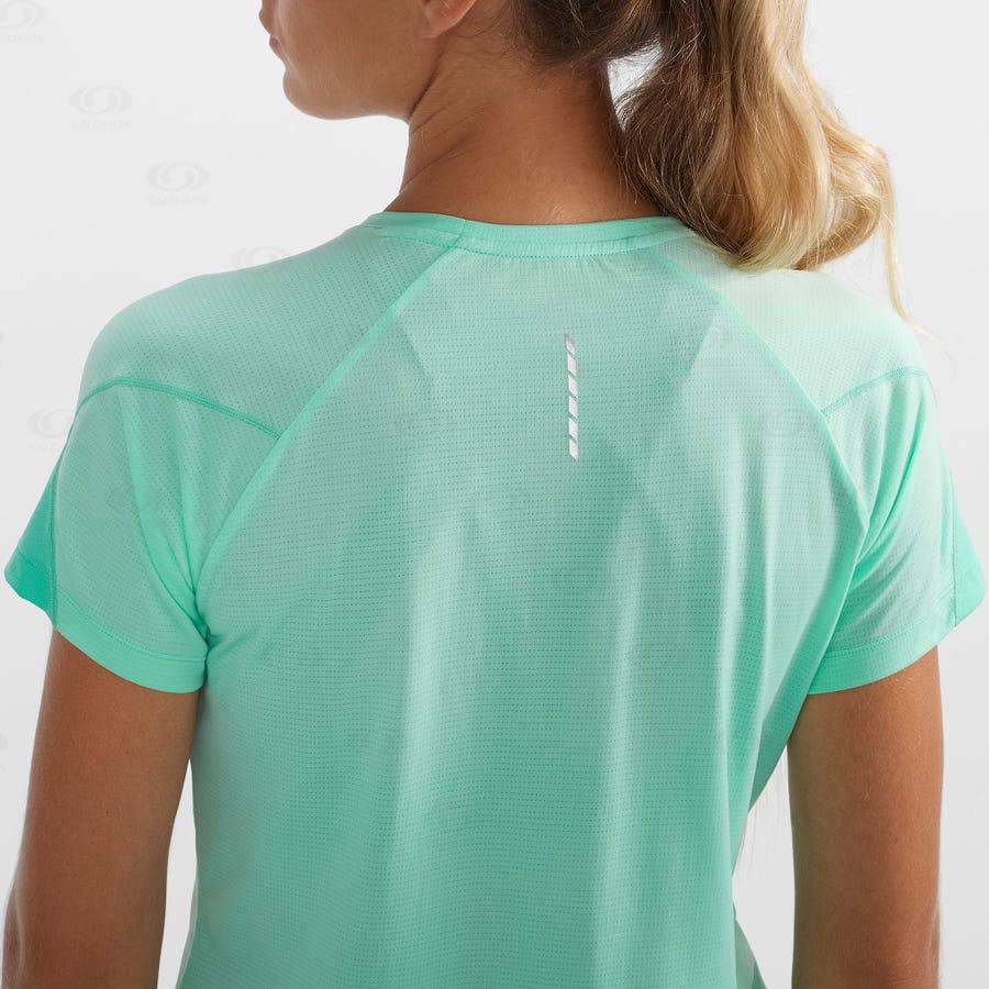 Camiseta Salomon CROSS RUN Mujer Verdes | MX-L1186