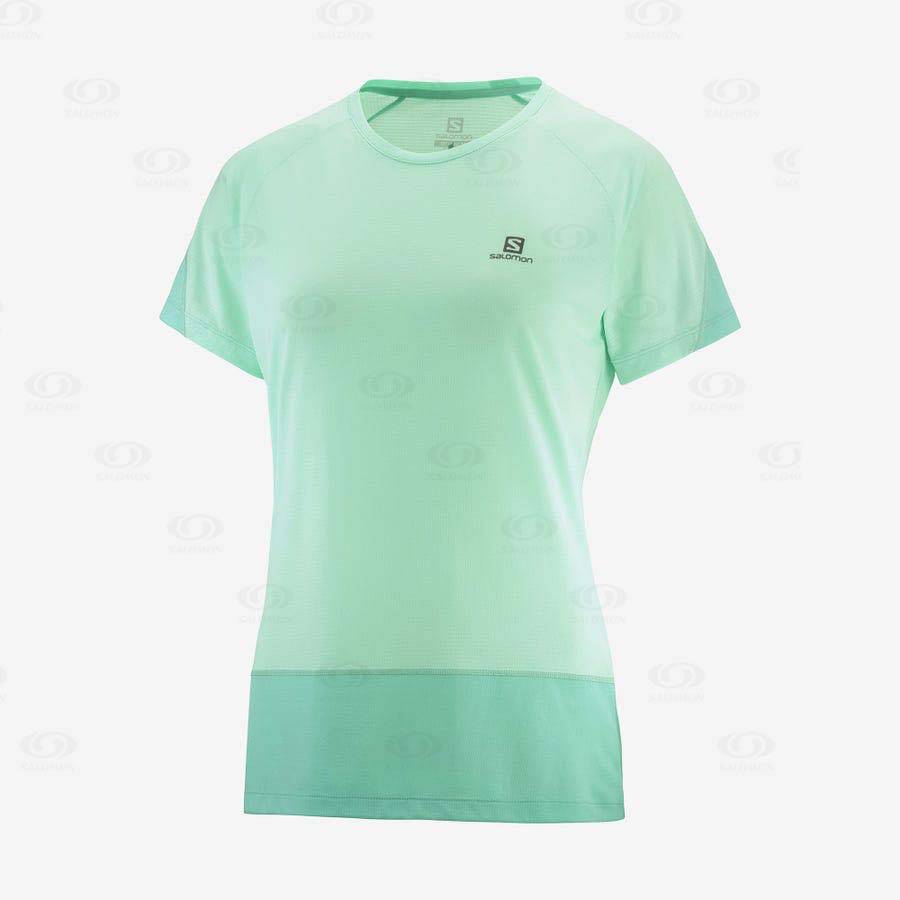 Camiseta Salomon CROSS RUN Mujer Verdes | MX-L1186