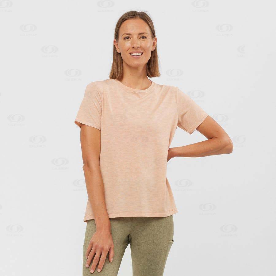 Camiseta Salomon ESSENTIAL TENCEL Mujer Beige | MX-A1010