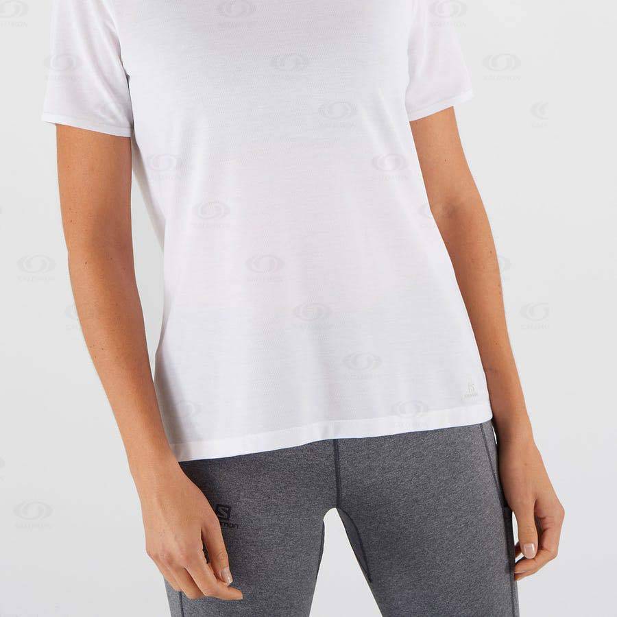 Camiseta Salomon ESSENTIAL TENCEL Mujer Blancos | MX-O1250