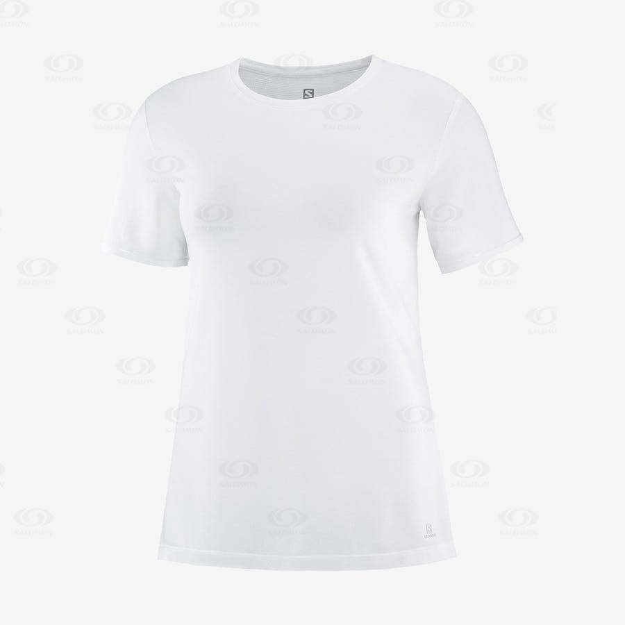 Camiseta Salomon ESSENTIAL TENCEL Mujer Blancos | MX-O1250