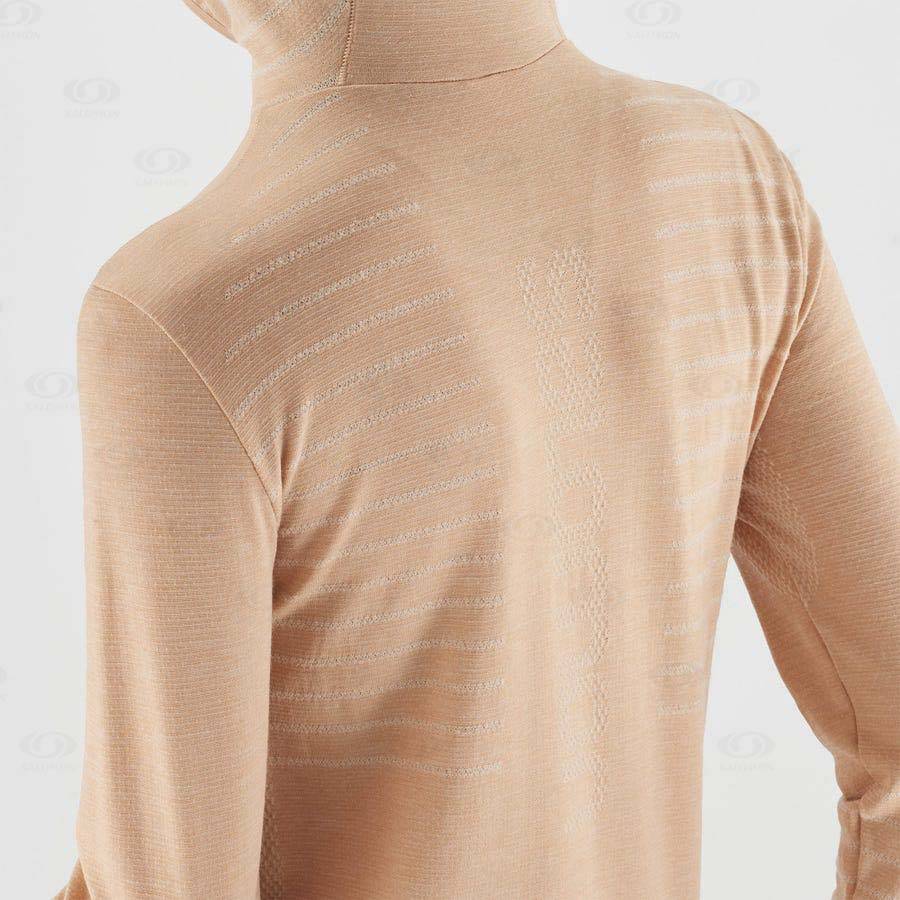 Camiseta Salomon ESSENTIAL WOOL Mujer Beige | MX-M1685