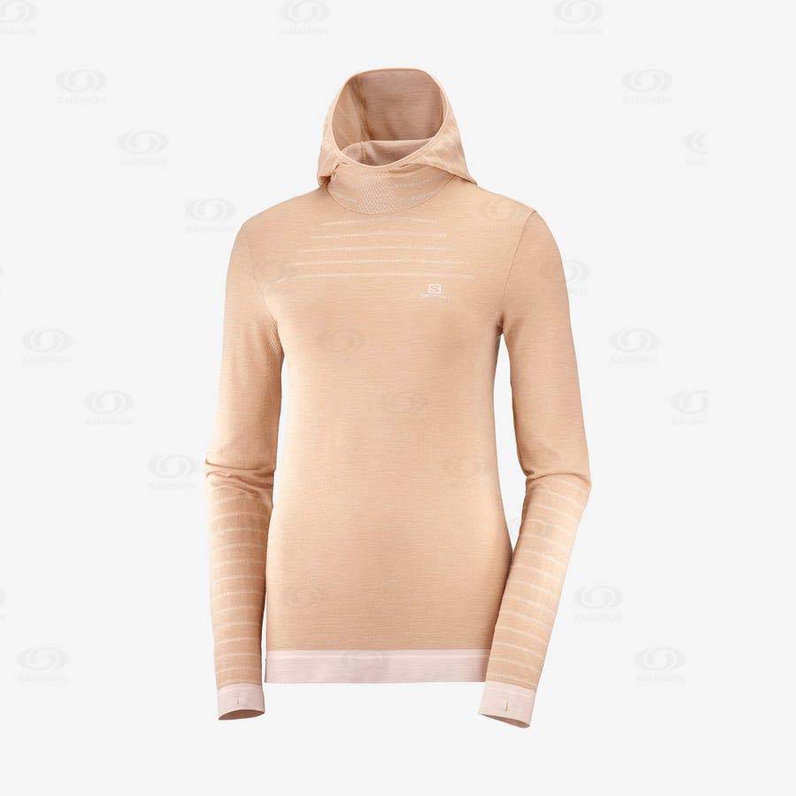 Camiseta Salomon ESSENTIAL WOOL Mujer Beige | MX-M1685