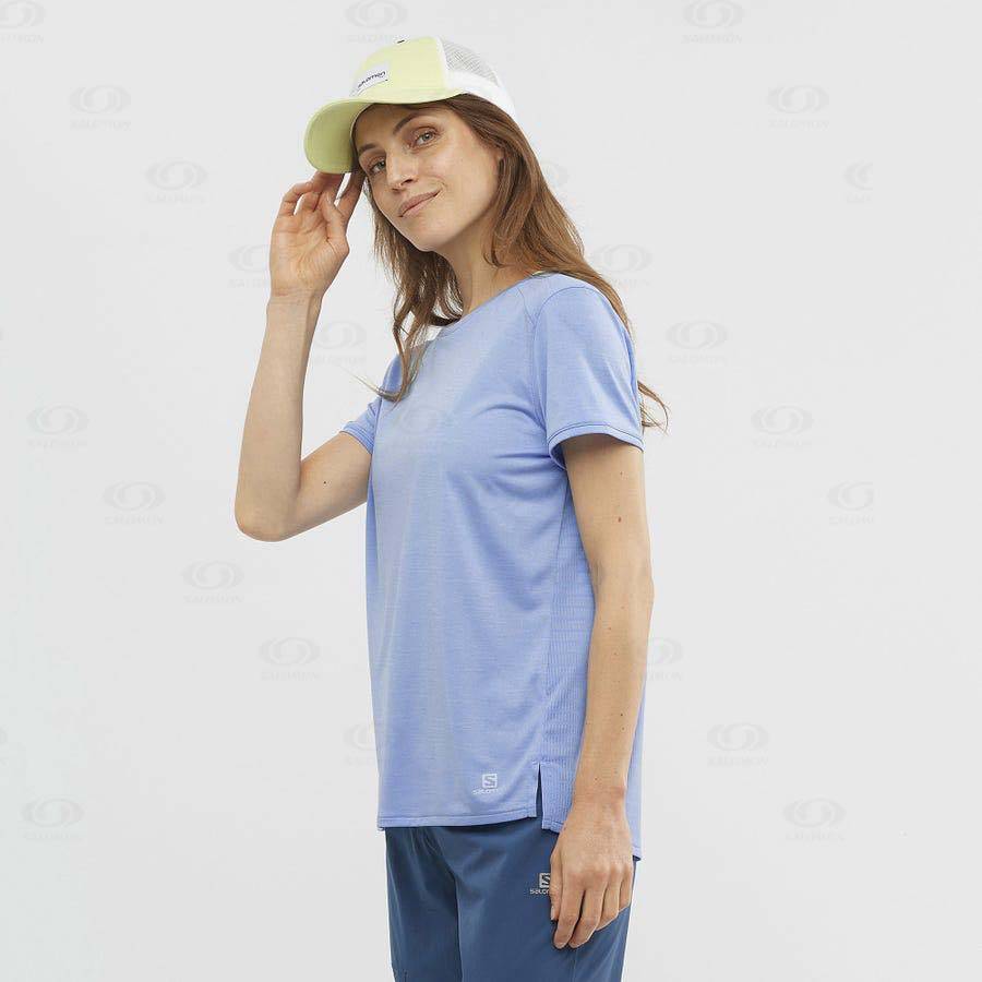 Camiseta Salomon OUTLINE SUMMER Mujer Azules | MX-A1584