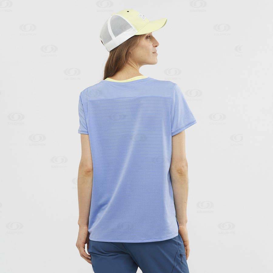 Camiseta Salomon OUTLINE SUMMER Mujer Azules | MX-A1584