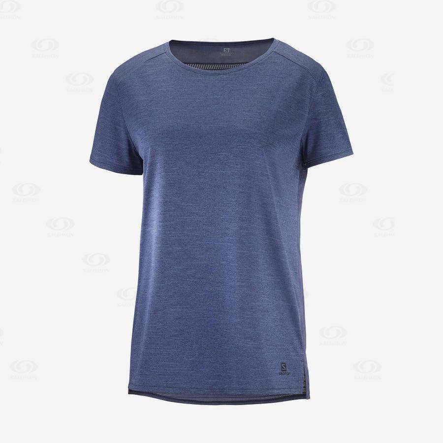 Camiseta Salomon OUTLINE SUMMER Mujer Azul Marino | MX-A2501