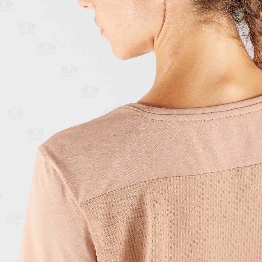 Camiseta Salomon OUTLINE SUMMER Mujer Beige | MX-L1235