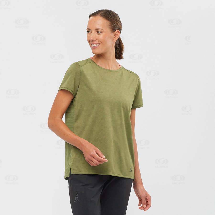 Camiseta Salomon OUTLINE SUMMER Mujer Verde Oliva | MX-M1034