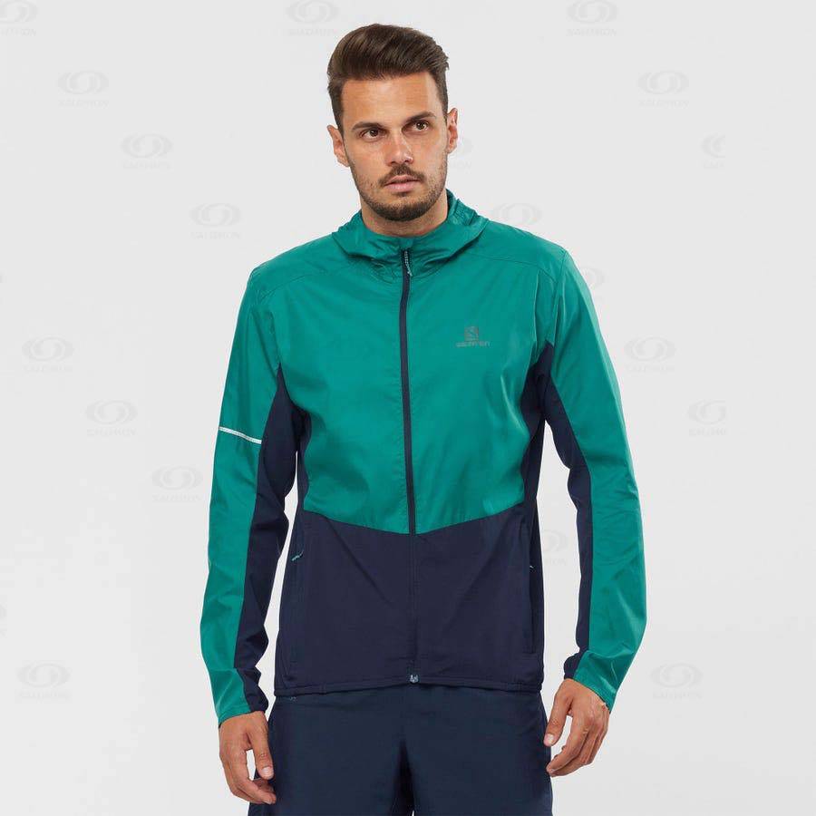 Chaqueta Softshell Salomon Chaquetas AGILE WIND Hombre Negros Verdes | MX-S1086