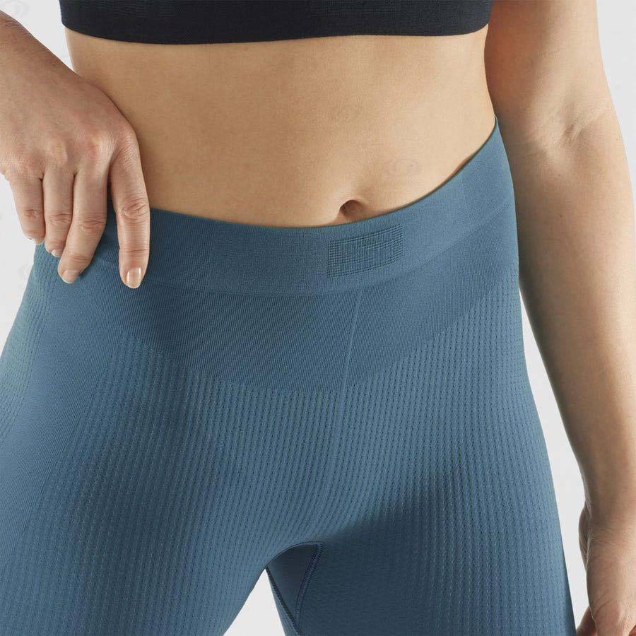 Mallas Para Correr Salomon ESSENTIAL SEAMLESS Mujer Azules | MX-W3090