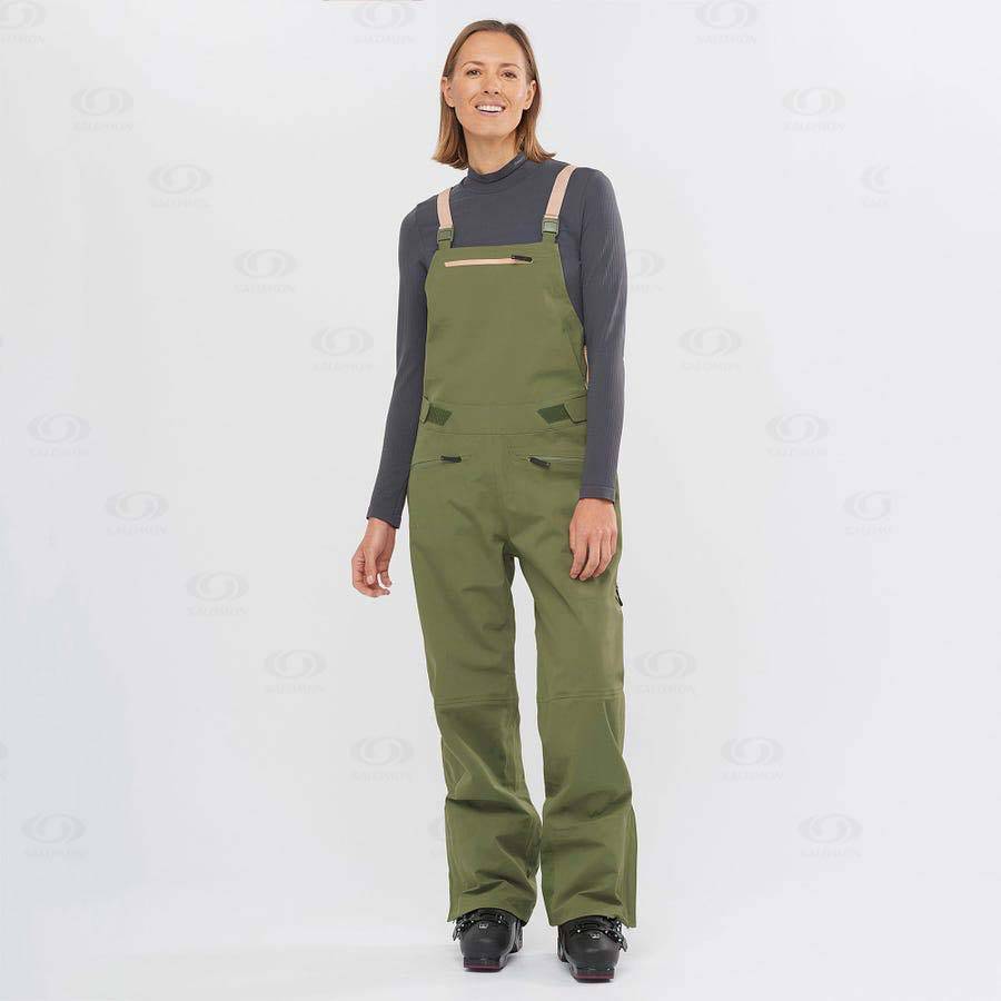 Pantalones De Esquí Salomon STANCE 3L BIB Mujer Verde Oliva | MX-L2362